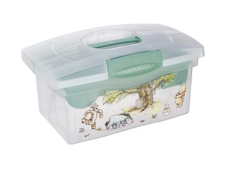 Storage box Keeeper Patryk Winnie the Pooh, with lid and organiser, transparent, green, 40x24x14cm