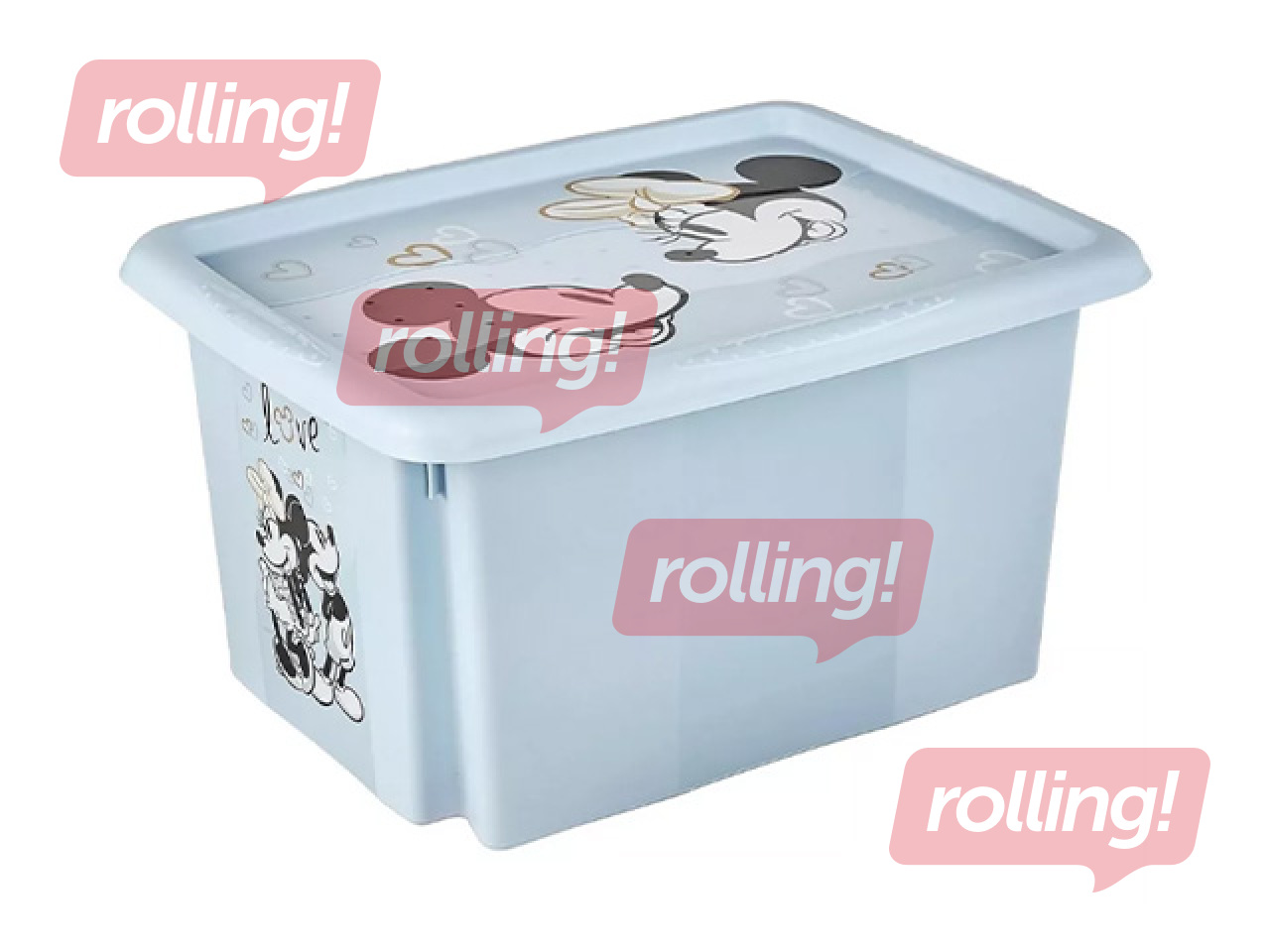 Uzglabāšanas kaste Keeeper Karolina Mickey Mouse, ar vāku, zila, 38x29.5x20.5cm, 15l