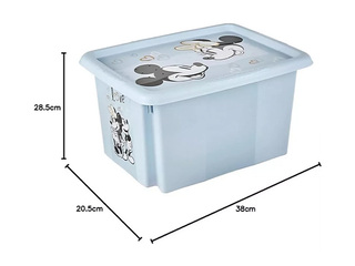 Uzglabāšanas kaste Keeeper Karolina Mickey Mouse, ar vāku, zila, 38x29.5x20.5cm, 15l