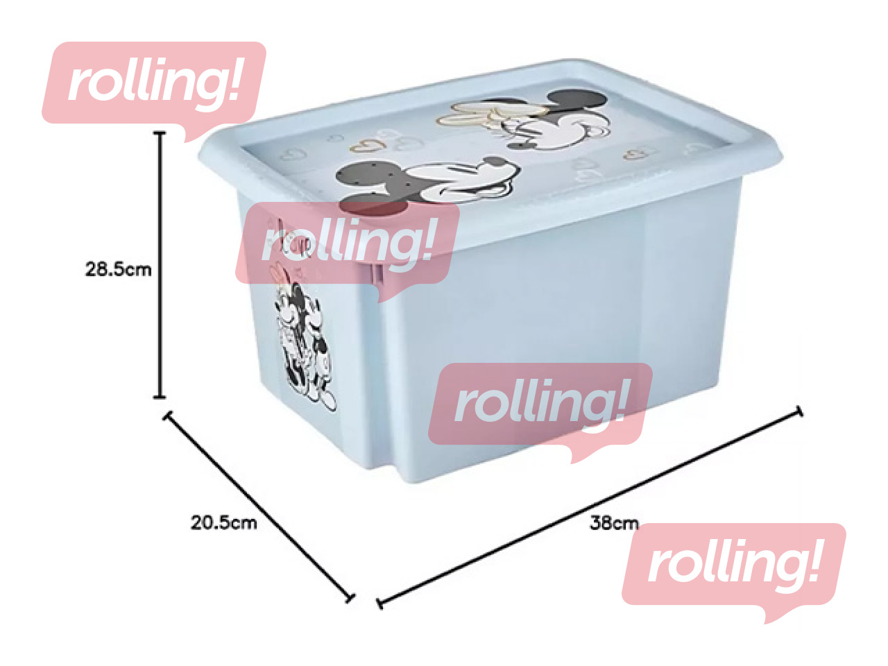 Uzglabāšanas kaste Keeeper Karolina Mickey Mouse, ar vāku, zila, 38x29.5x20.5cm, 15l