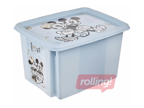 Storage box Keeeper Karolina Mickey Mouse, with lid, blue, 45x35x27cm, 30l