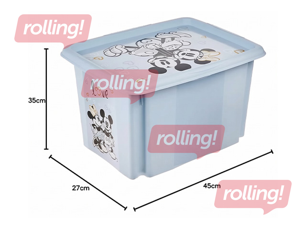 Storage box Keeeper Karolina Mickey Mouse, with lid, blue, 45x35x27cm, 30l
