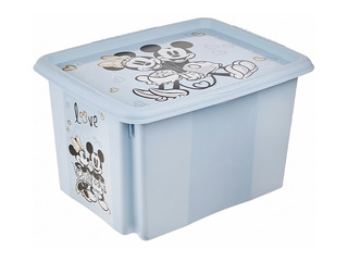Ящик для хранения Keeeper Karolina Mickey Mouse, с крышкой, синий, 45x35x27см, 30л