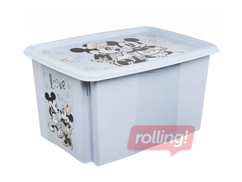 Uzglabāšanas kaste Keeeper Karolina Mickey Mouse, ar vāku, zila,  55.5x40x30cm, 45l