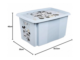 Uzglabāšanas kaste Keeeper Karolina Mickey Mouse, ar vāku, zila,  55.5x40x30cm, 45l