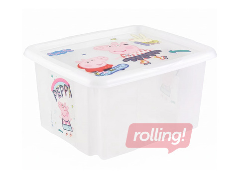 Uzglabāšanas kaste Keeeper Karolina Peppa Pig, ar vāku, caurspīdīga, 42.5x35.5x22.5cm, 24l
