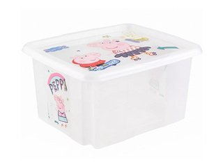 Ящик для хранения Keeeper Karolina Peppa Pig, с крышкой, прозрачный, 42.5x35.5x22.5см, 24л
