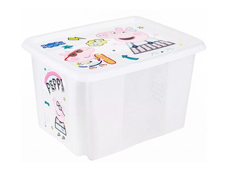 Storage box Keeeper Karolina Peppa Pig, with lid, transparent, 45x35x27cm, 30l
