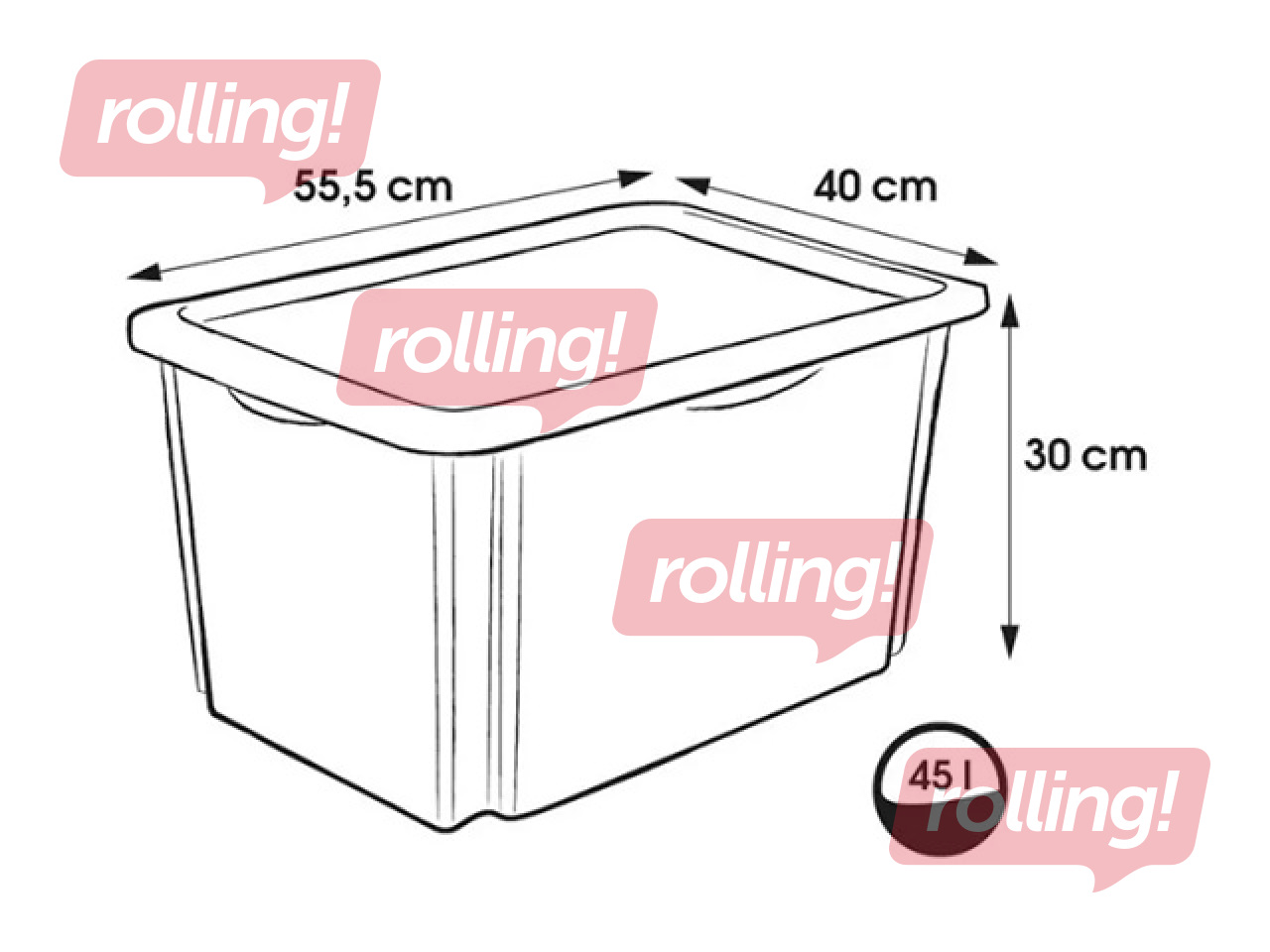 Uzglabāšanas kaste Keeeper Karolina Peppa Pig, ar vāku, caurspīdīga,  55.5x40x30cm, 45l