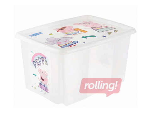 Ящик для хранения Keeeper Karolina Peppa Pig, с крышкой, прозрачный, 55.5x40x30см, 45л