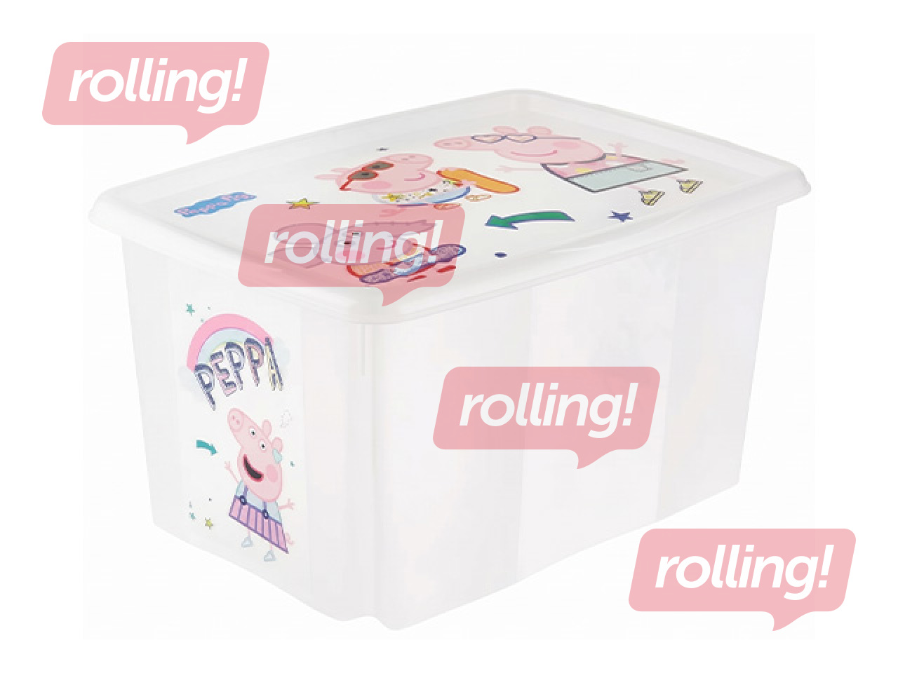 Ящик для хранения Keeeper Karolina Peppa Pig, с крышкой, прозрачный, 55.5x40x30см, 45л