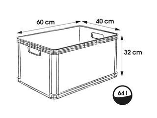 Transportēšanas kaste Keeeper Robert, plastmasas, pelēka, 64l