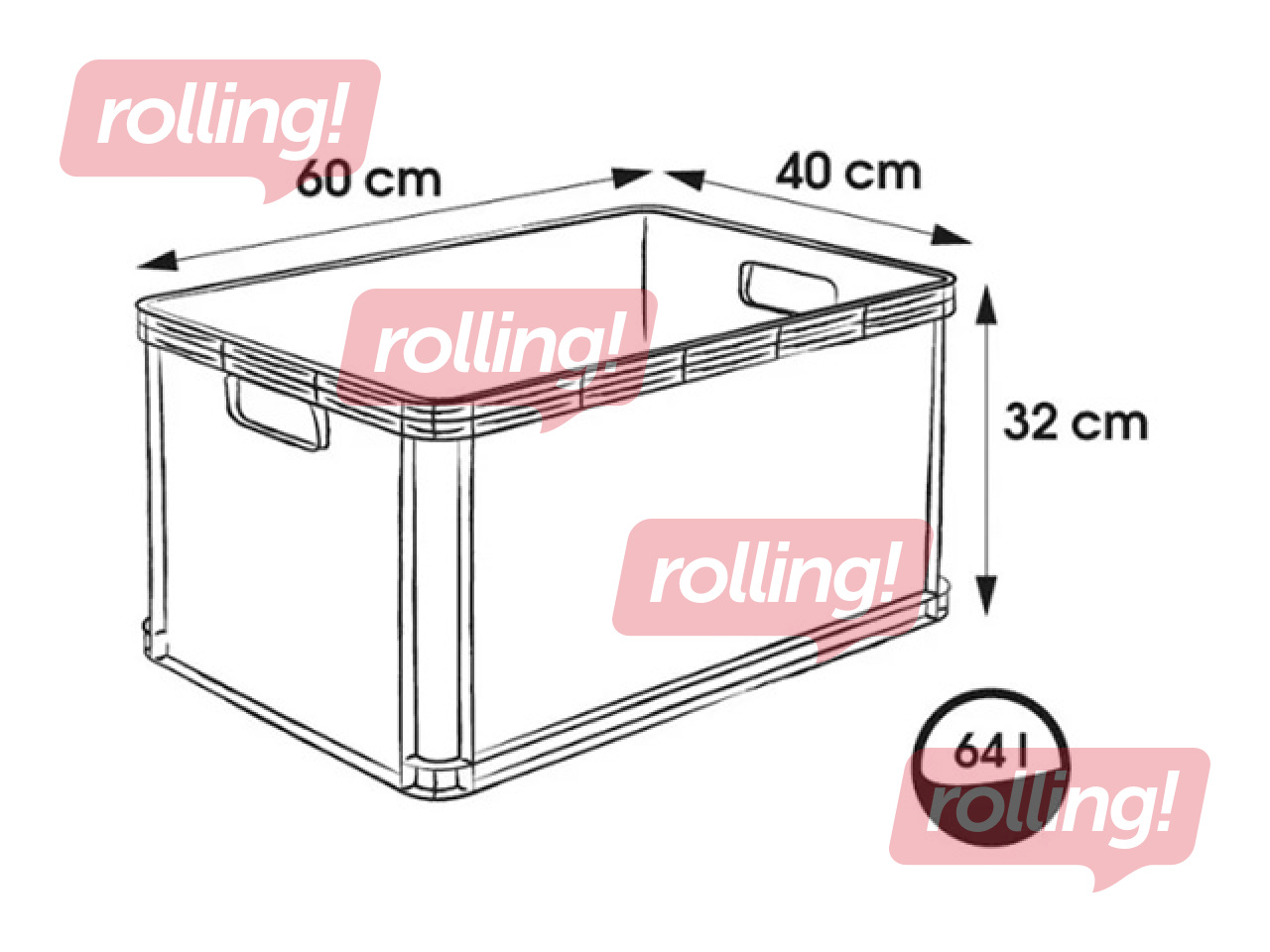 Transportēšanas kaste Keeeper Robert, plastmasas, pelēka, 64l