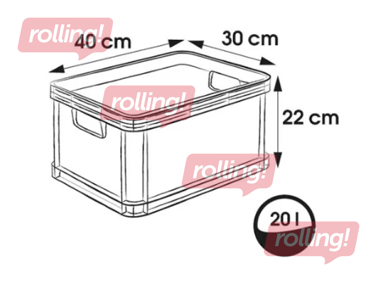 Transportēšanas kaste Keeeper Robert, plastmasas, pelēka, 20l