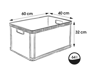 Transportēšanas kaste Keeeper Robert, plastmasas, grafīta krāsā, 64l