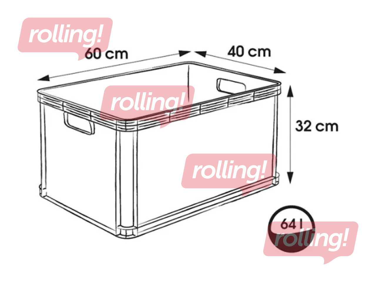 Transportēšanas kaste Keeeper Robert, plastmasas, grafīta krāsā, 64l
