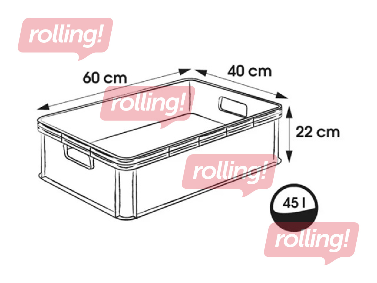 Transportēšanas kaste Keeeper Robert, plastmasas, grafīta krāsā, 45l