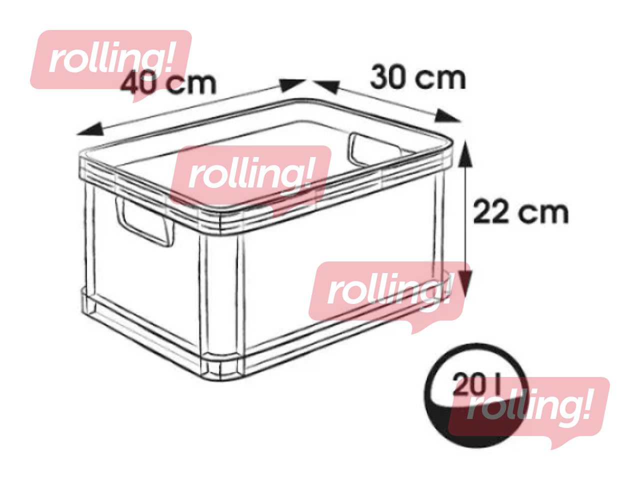 Transportēšanas kaste Keeeper Robert, plastmasas, grafīta krāsā, 20l