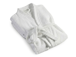 Terry bathrobe, collarless, white, size M