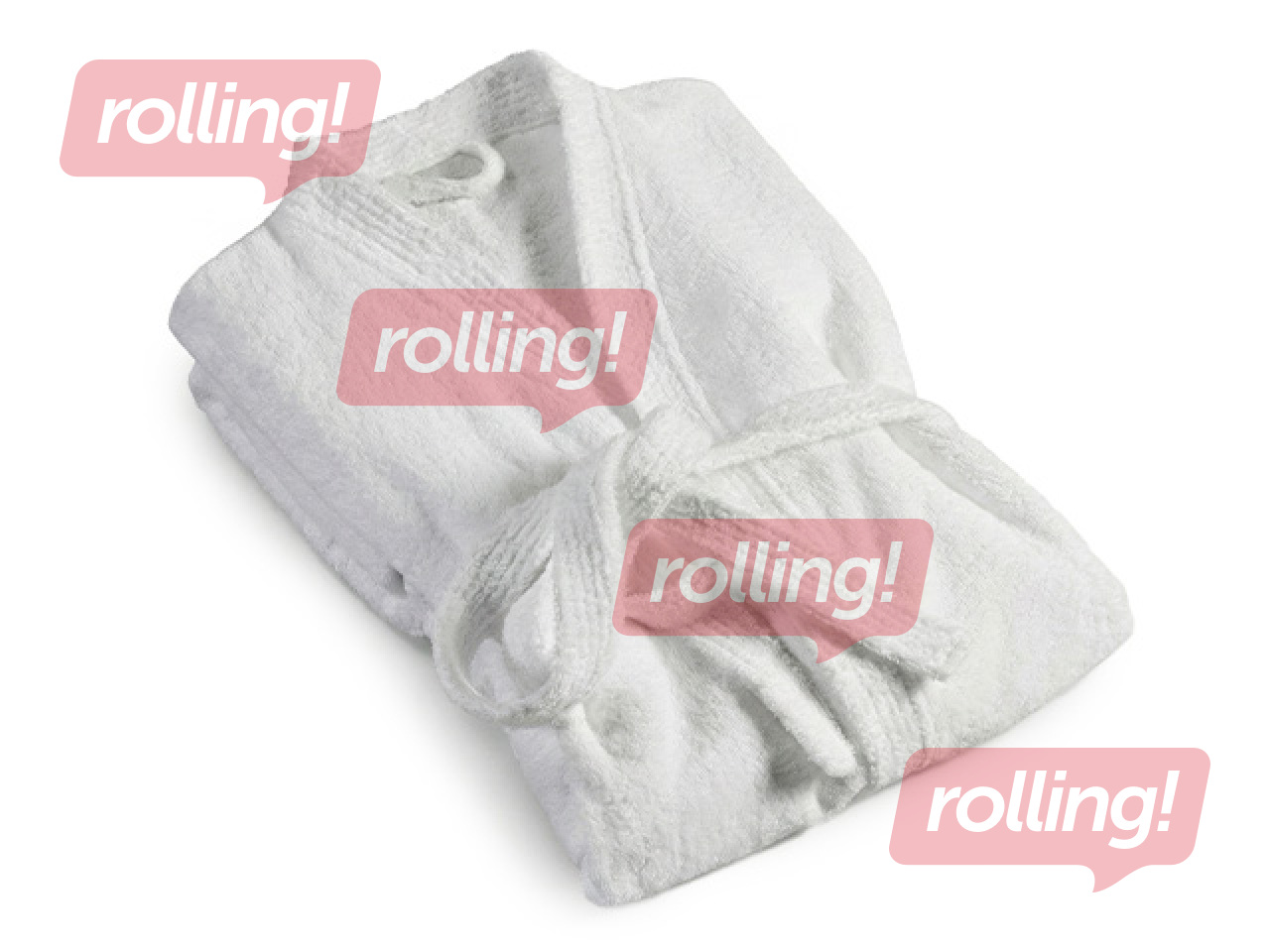 Махровый халат, без воротника, белый, размер L