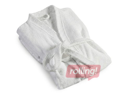 Terry bathrobe, without collar, white, size L