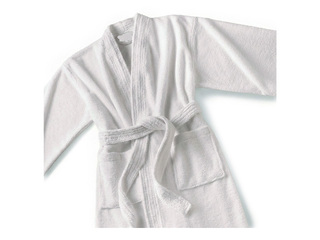 Terry bathrobe, without collar, white, size L
