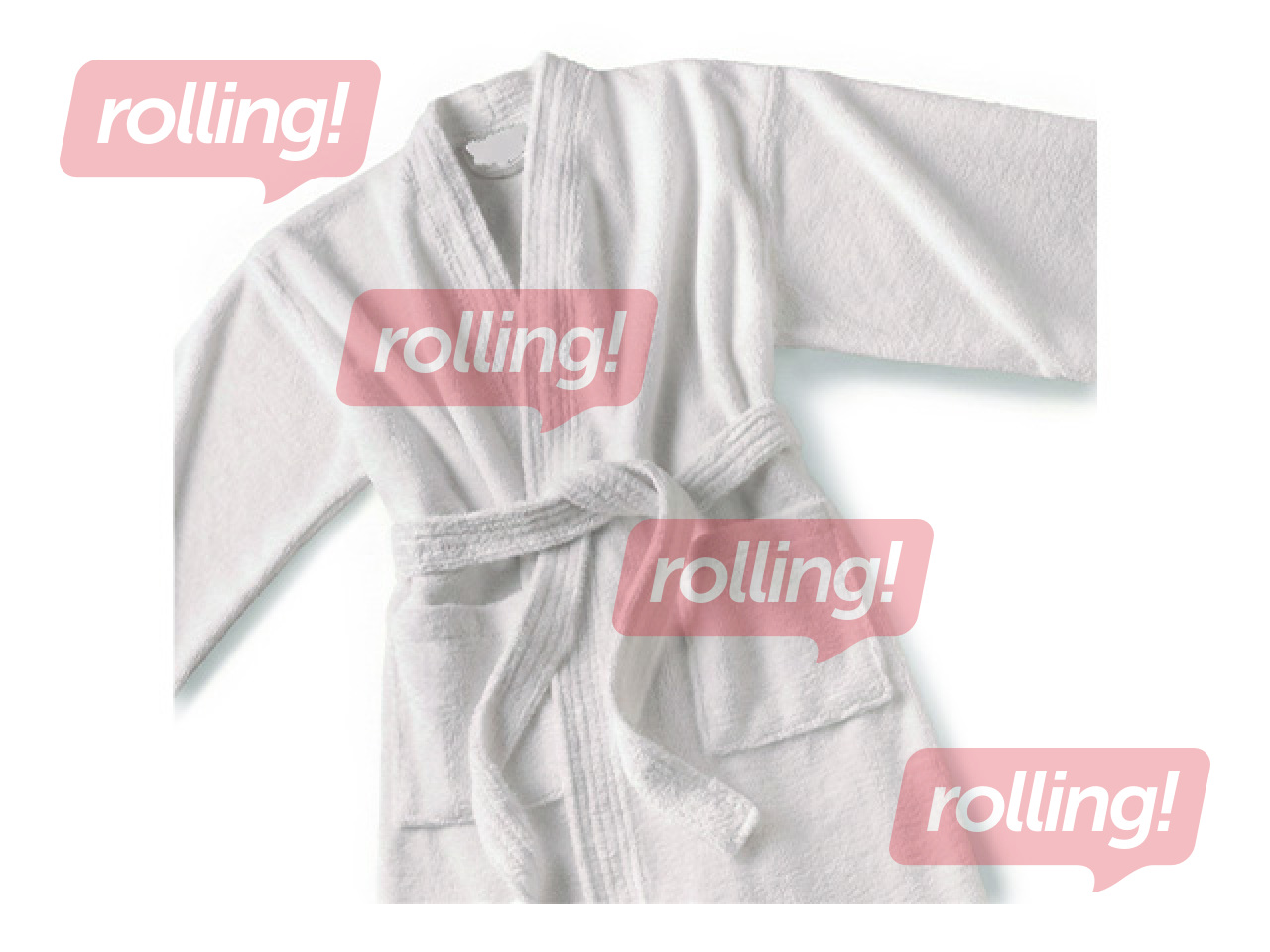 Terry bathrobe, without collar, white, size L
