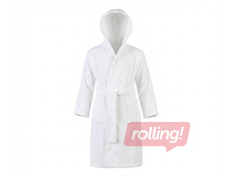 Махровый халат для детей, с капюшоном, белый, размер S