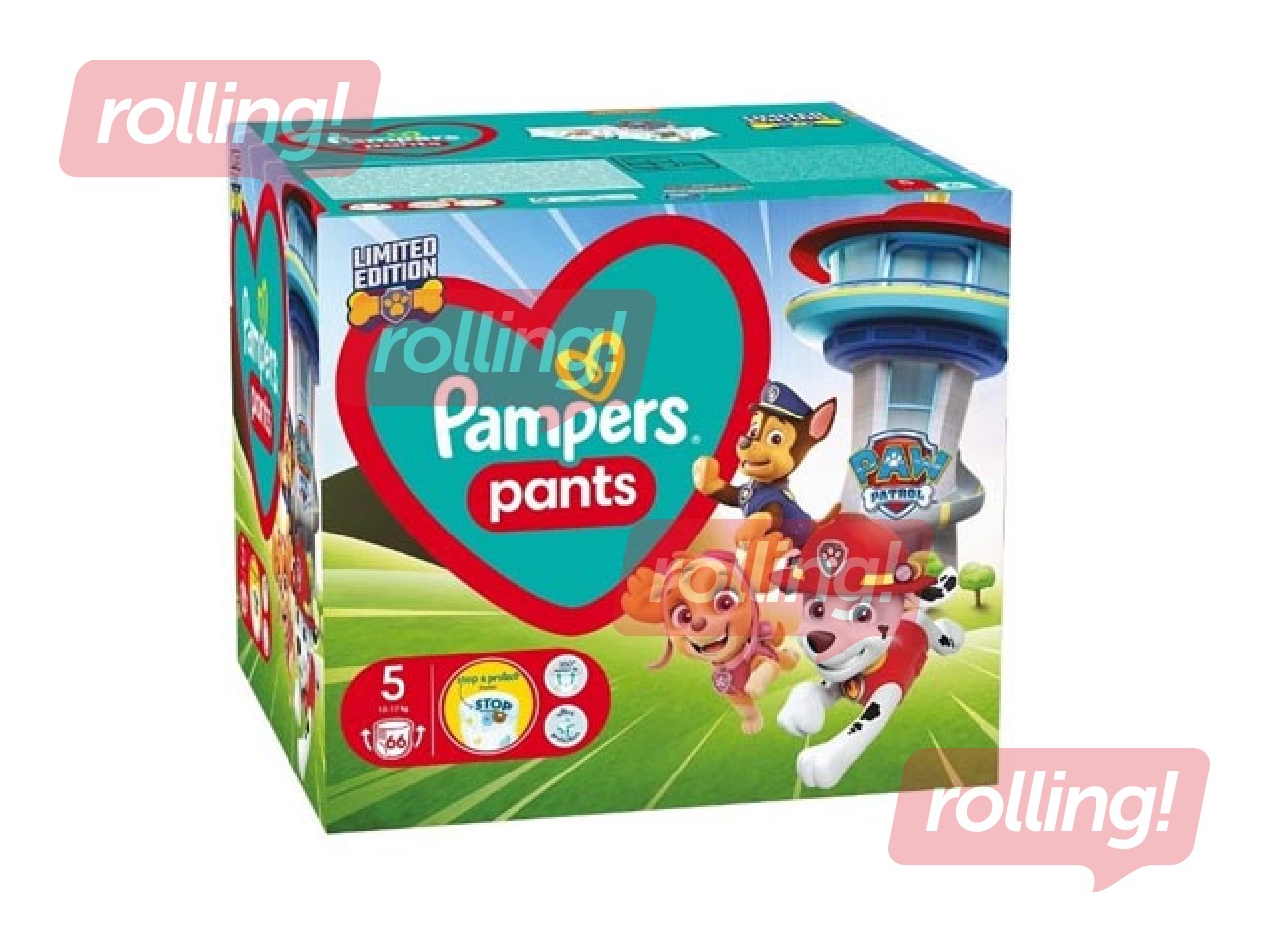 Pampers Giant Pack Plus püksmähkmed 5 (12–17 kg), Paw Patrol, 66 tk.