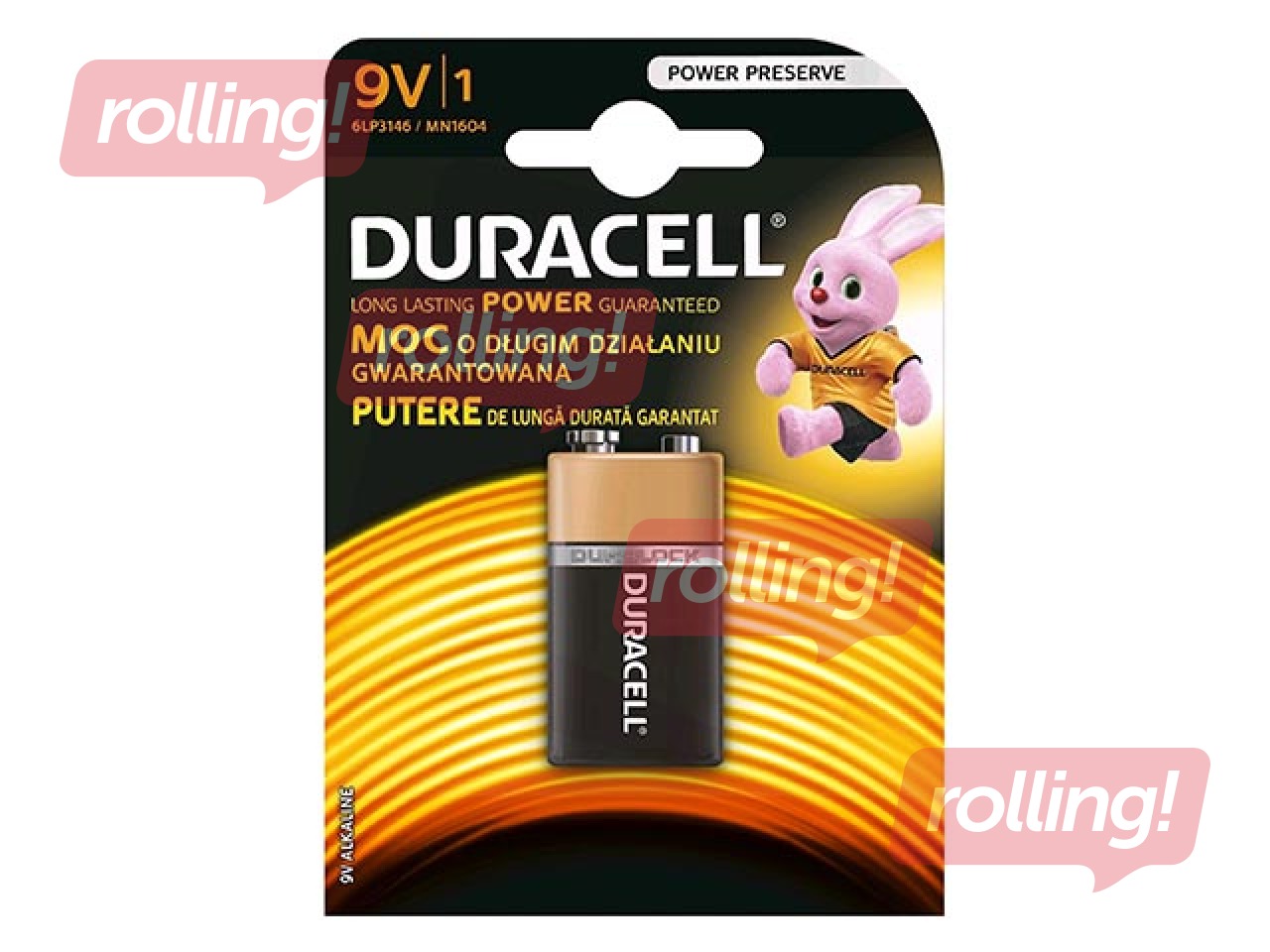 Baterija Duracell 9V, B1, 1 gab.