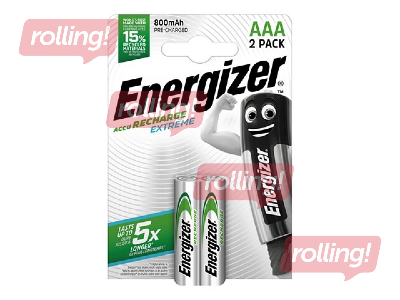 Аккумуляторные батарейки Energizer Extreme, 800mAh, 1.2V, AAA, 2 шт.