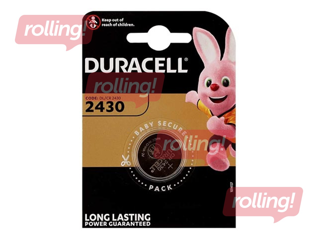 Baterija Duracell Lithium, tablešu tipa, CR 2430, 3V, B1, 1 gab.