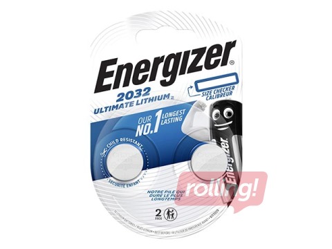 Батарейки Energizer Ultimate Lithium, таблетка, CR 2032, 2 шт.