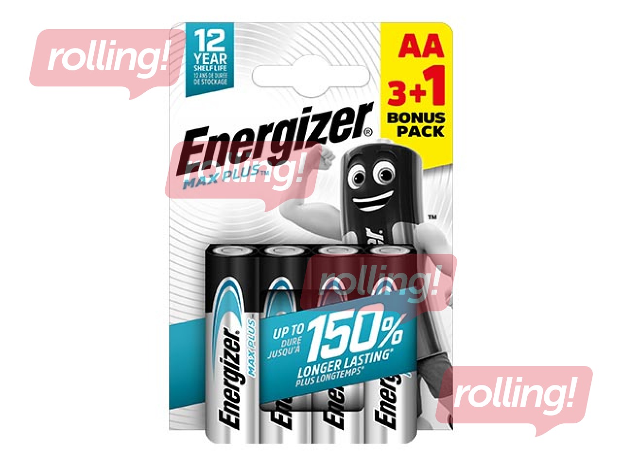 Baterijas Energizer Alkaline Max Plus AA, B3+1, 1.5V, 4 gab.