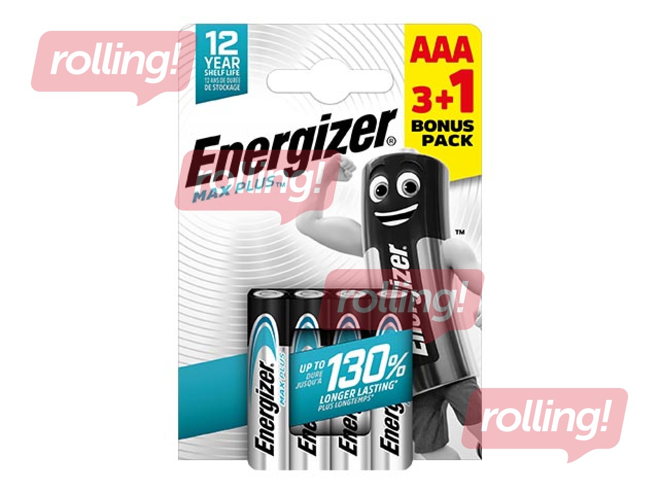 Baterijas Energizer Alkaline Max Plus AAA, B3+1, 1.5V, 4 gab.