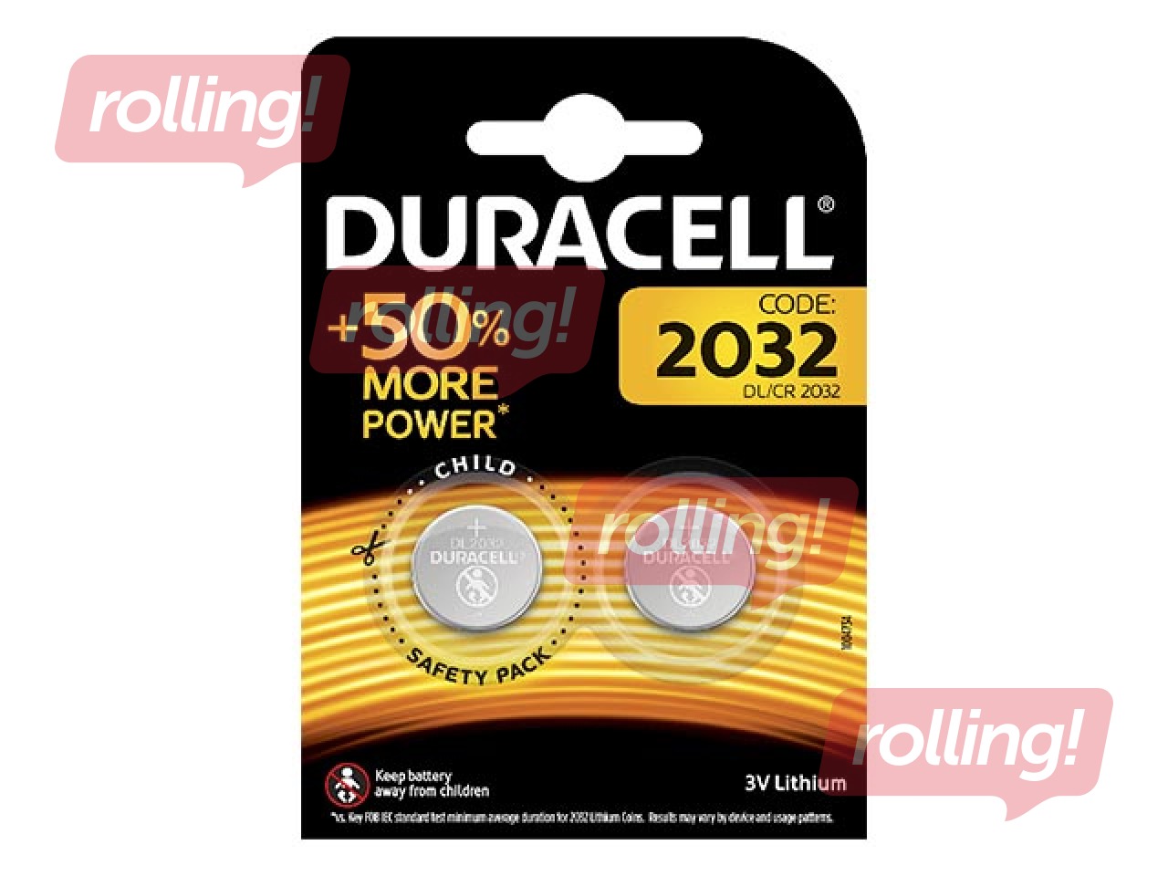 Baterijas Duracell Lithium, tablešu tipa, CR 2032, 2 gab. 