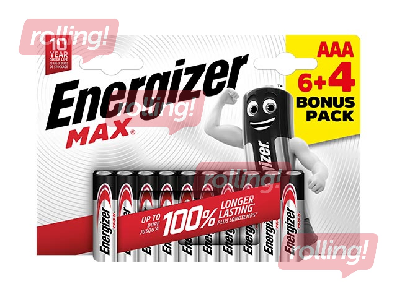 Baterijas Energizer MAX Alkaline, AAA B6+4, 1.5V, 10 gab.