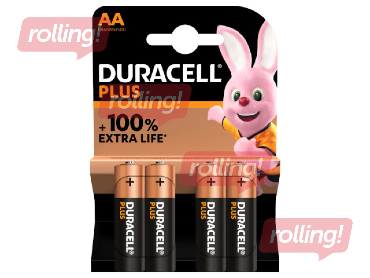 Baterijas Duracell Alkaline, Plus, AA, 1,5V, 4 gab.