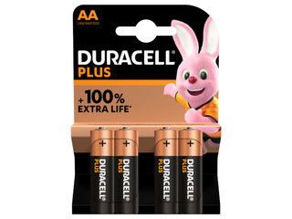Batteries Duracell Alkaline, Plus, AA, 1,5V, 4 pcs.