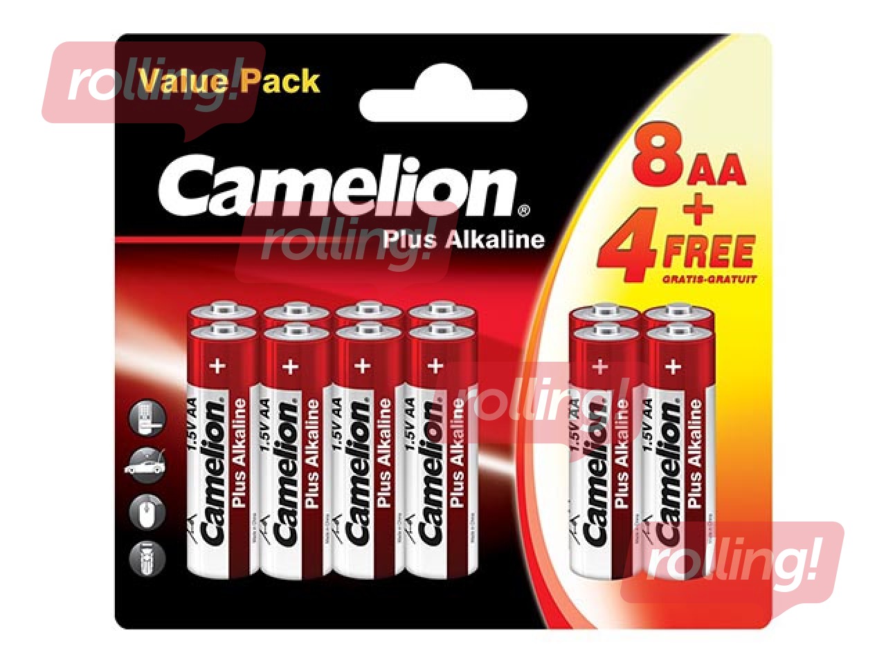 Baterijas Camelion Alkaline, AA B8+4, 1.5V, 12 gab.