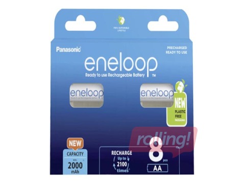 Lādējamās Baterijas Panasonic Eneloop BK-3MCDE/8BE, 2000mAh, NiMH, AA, 8 gab.