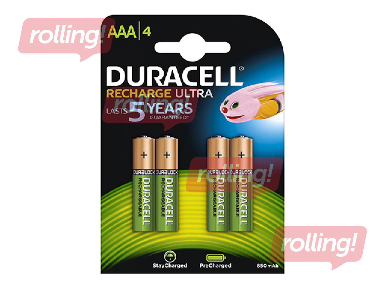Laetavad patareid Duracell, HR03, 900 mAh, AAA, 4 tk.