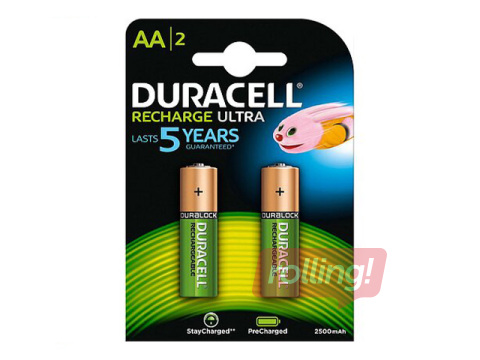 Laetavad patareid Duracell, HR06, 2500 mAh, AA, 2 tk.