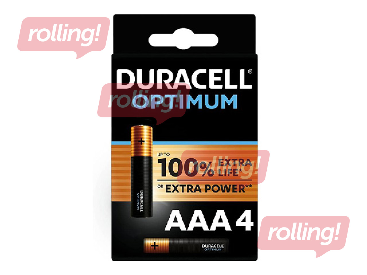 Baterija Duracell Optimum Alkaline AAA, 1.5V, 4 gab.