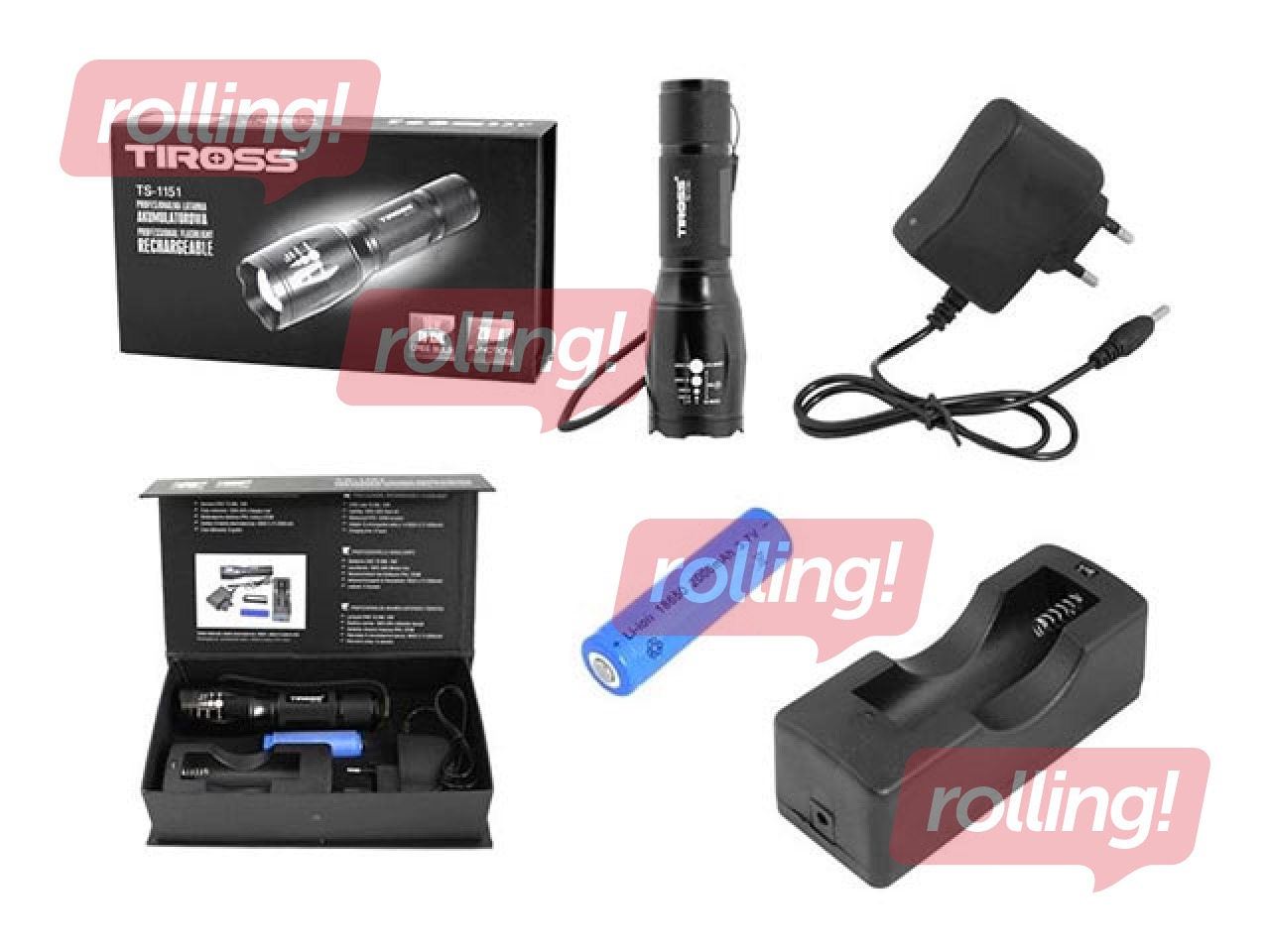 Taskulamp Tiross TS-1151 laetav10 W LED, 3,7 V 2000 mAh-Li