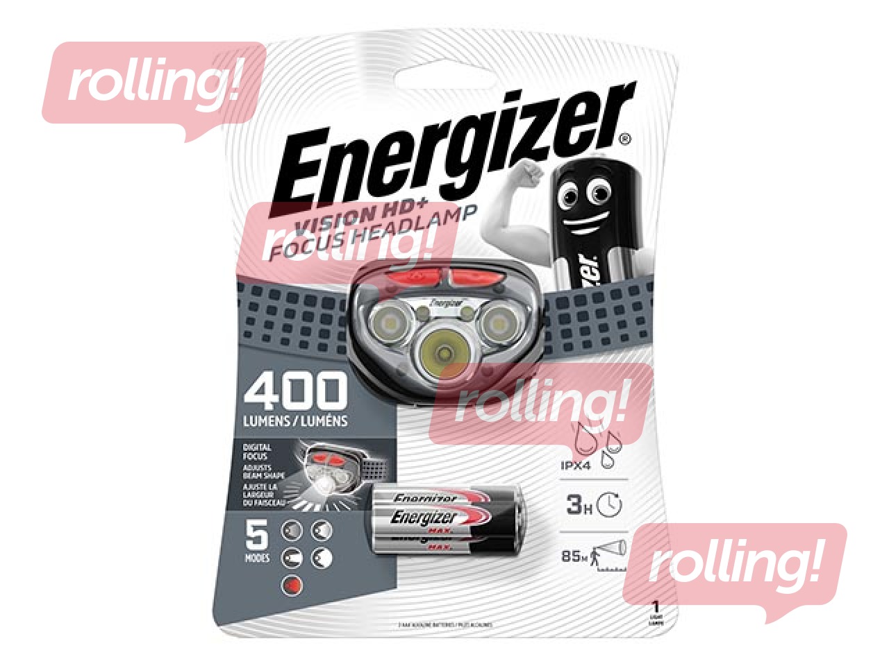Energizer Vision HD Focus Headlamp, 400lm, 3xAAA