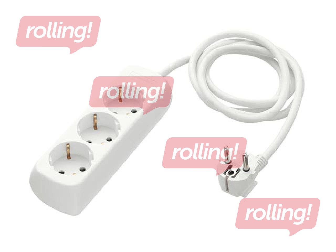 Pagarinātājs 3-vietīgs 5 m ar zemējumu, balts 