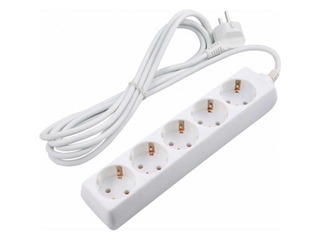 Extension cord 5 way 5 m, white