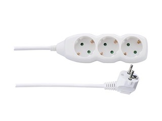 Pagarinātājs 3-vietīgs 3 m ar zemējumu, balts 