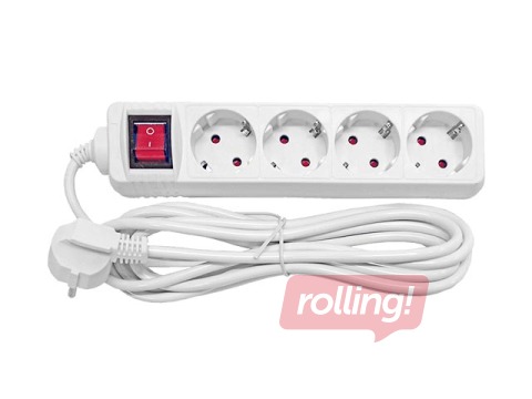 Pikendusjuhe 4 pesaga 5 m indikaatorlüliti, valge